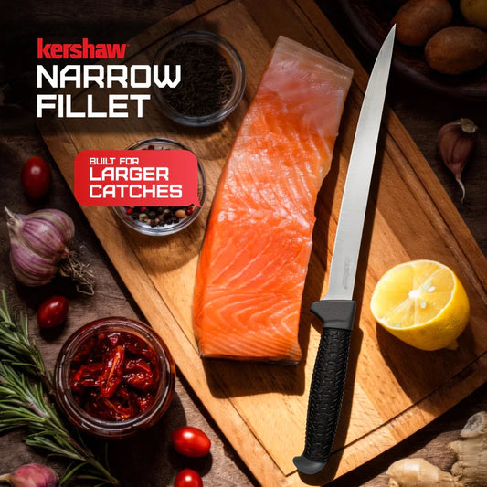 Kershaw 1249X Narrow Fillet Knife with slim blade for fishing and filleting – MJ Outdoors Gear UK