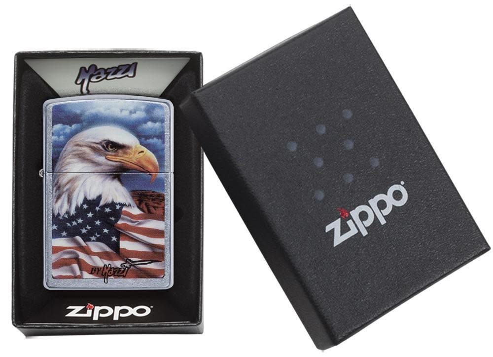 Mazzi® Americana Eagle Chrome Windproof Lighter – Zippo UK | Shop now at Mjoutdoorsgear UK