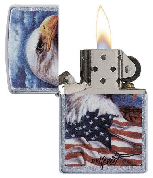 Mazzi® Americana Eagle Chrome Windproof Lighter – Zippo UK | Shop now at Mjoutdoorsgear UK
