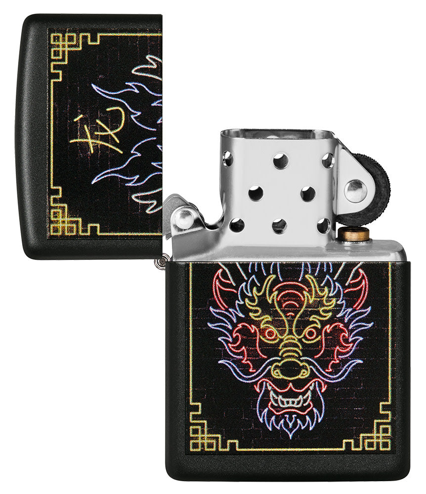 Zippo Neon Dragon Design Black Matte Windproof Lighter – Made in USA - Shop now at Mjoutdoorsgear UK