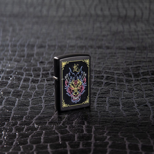 Zippo Neon Dragon Design Black Matte Windproof Lighter – Made in USA - Shop now at Mjoutdoorsgear UK