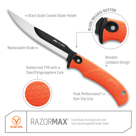 Outdoor Edge RazorMax Replaceable Blade Hunting Knife, Blaze Orange RMB-20C – image 2
