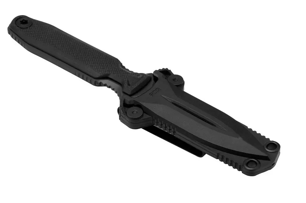 SOG 17610157 Pentagon FX Covert Black TiNi Fixed Blade Knife Black Handles