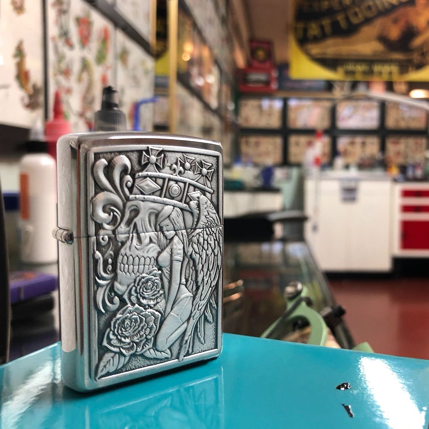Zippo Skull and Angel Emblem Design Street Chrome™ Windproof Lighter - Made in USA - Shop now at Mjoutdoorsgear UK