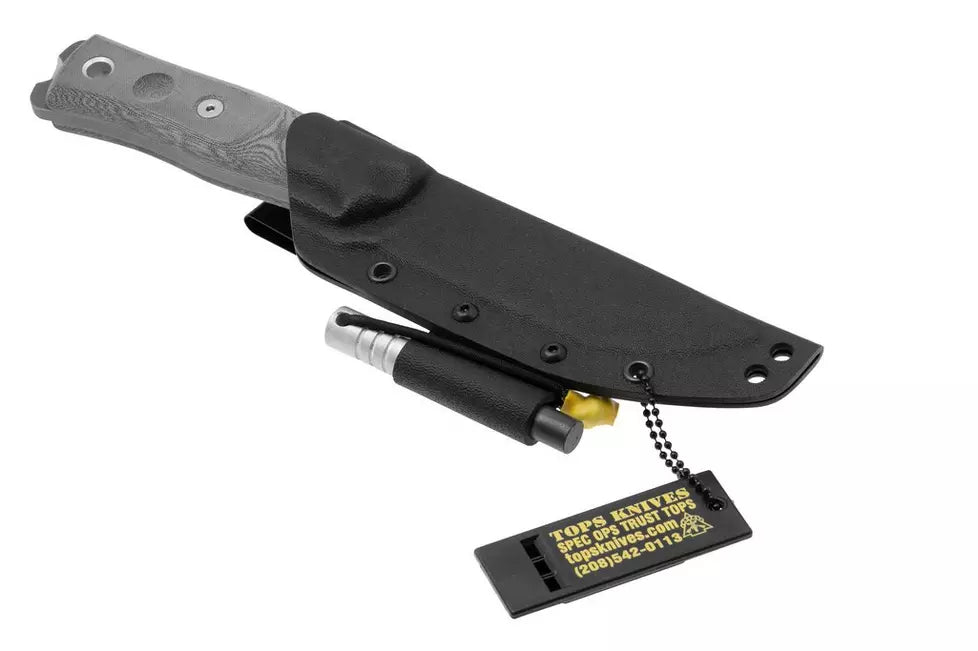 TOPS Knives Fieldcraft B.O.B. BROS-TBF BLM, 1095 Tumbled Finish, Black Linen Micarta, bushcraft knife, Brothers Of Bushcraft design