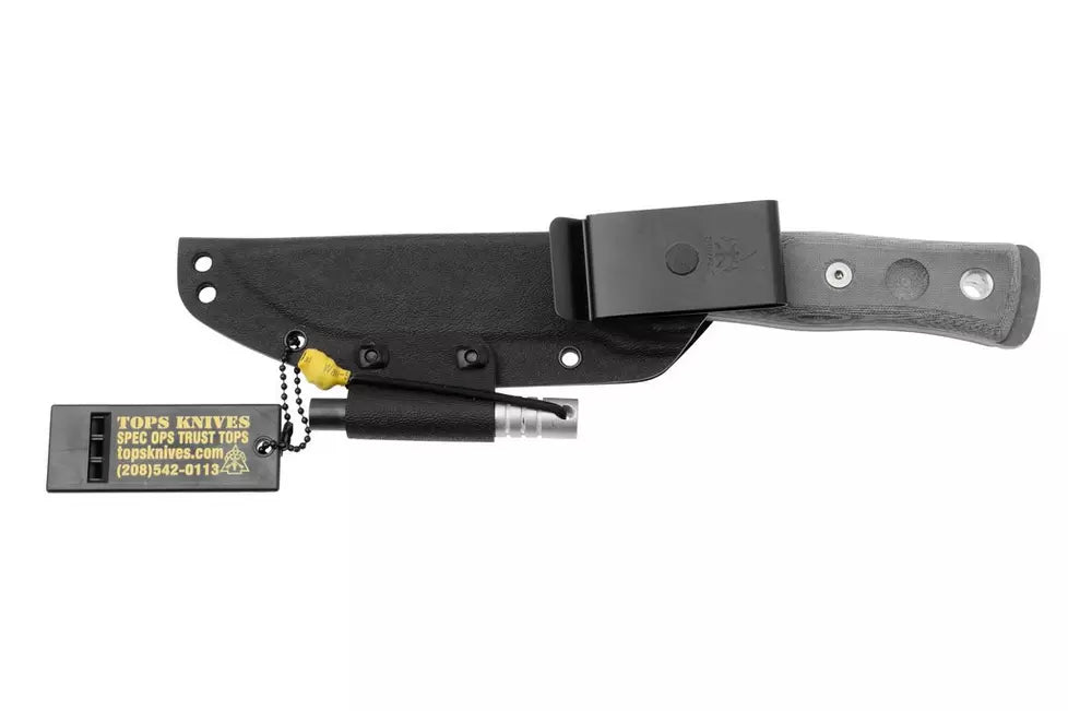 TOPS Knives Fieldcraft B.O.B. BROS-TBF BLM, 1095 Tumbled Finish, Black Linen Micarta, bushcraft knife, Brothers Of Bushcraft design