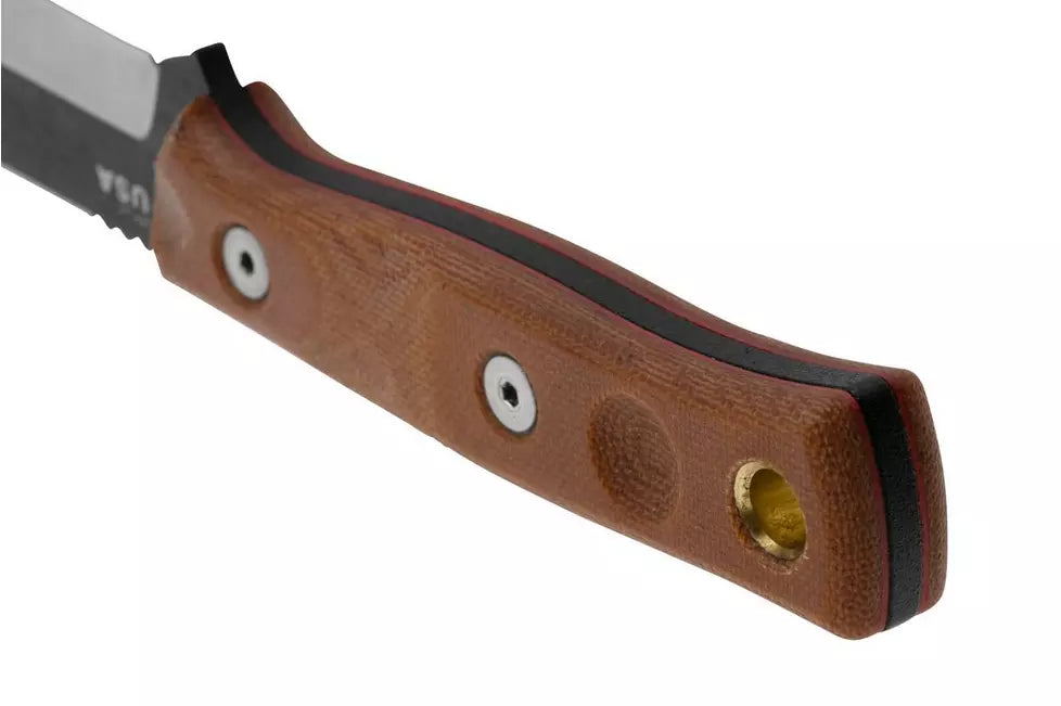 TOPS Fieldcraft 3.5 Mini BROS 90 Degree Spine, Firesteel, Brown Micarta MBROS-01-SF bushcraft knife