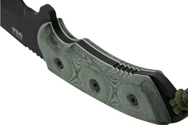 TOPS Knives Dart Fixed Blade Knife 5160 Steel (7" Black Plain) DART-002