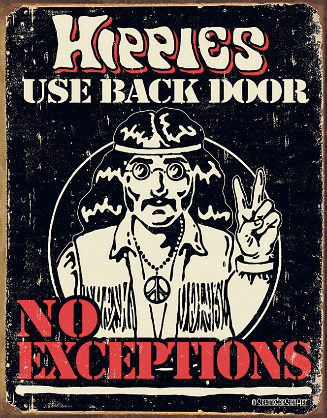 Tin Signs Hippies Use Back Door - outdoor gear storage - image 1