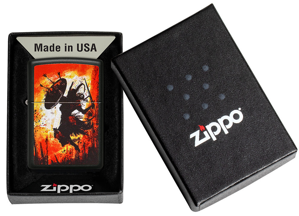 Zippo Warrior Design Black Matte Windproof Lighter – Made in USA - Shop now at Mjoutdoorsgear UK