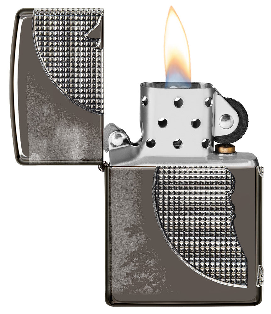 Zippo Wolf Design Armor® Black Ice® Windproof Lighter – Made in USA - Shop now at Mjoutdoorsgear UK