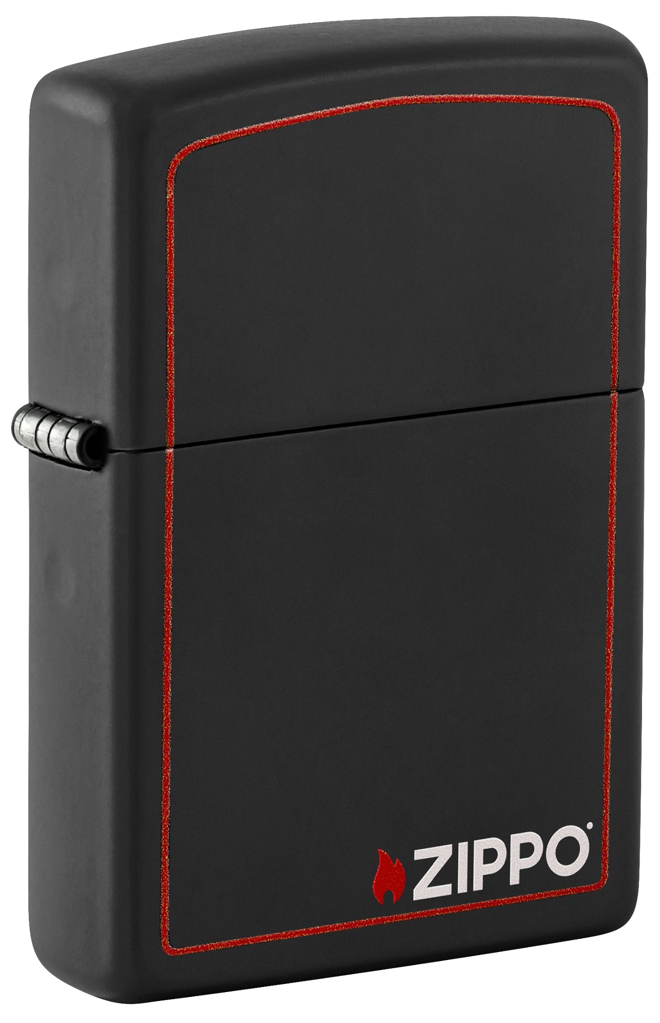 Classic Zippo Logo with Red Border Black Matte Windproof Lighter – Zippo USA