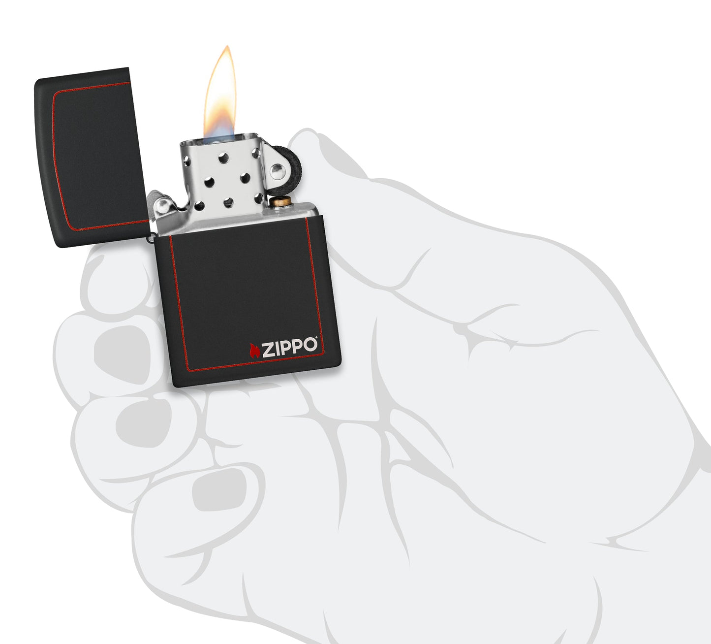 Classic Zippo Logo with Red Border Black Matte Windproof Lighter – Zippo USA