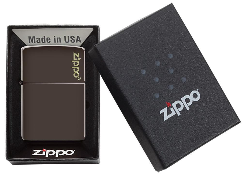 Zippo Classic Brown Zippo Logo Windproof Lighter | Made in USA | Shop now at Mjoutdoorsgear UK