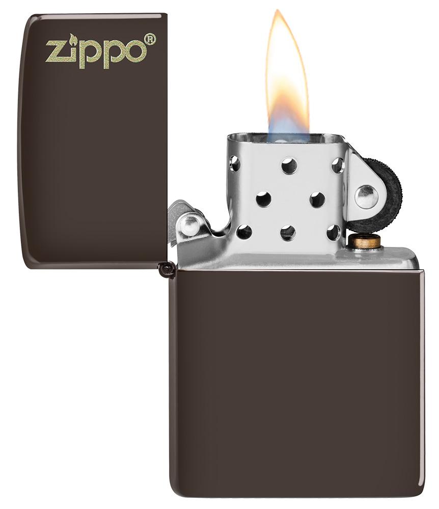Zippo Classic Brown Zippo Logo Windproof Lighter | Made in USA | Shop now at Mjoutdoorsgear UK