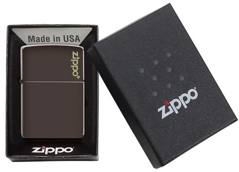 Zippo Brown Basic Model Logo Lighter