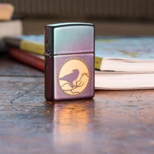 Zippo Laser Engraved Iridescent Raven Windproof Lighter