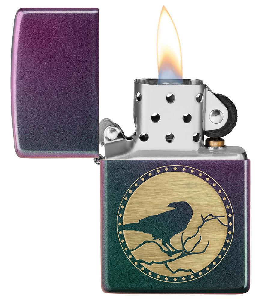Zippo Laser Engraved Iridescent Raven Windproof Lighter