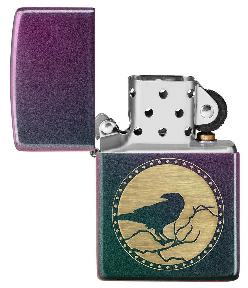 Zippo Laser Engraved Iridescent Raven Windproof Lighter