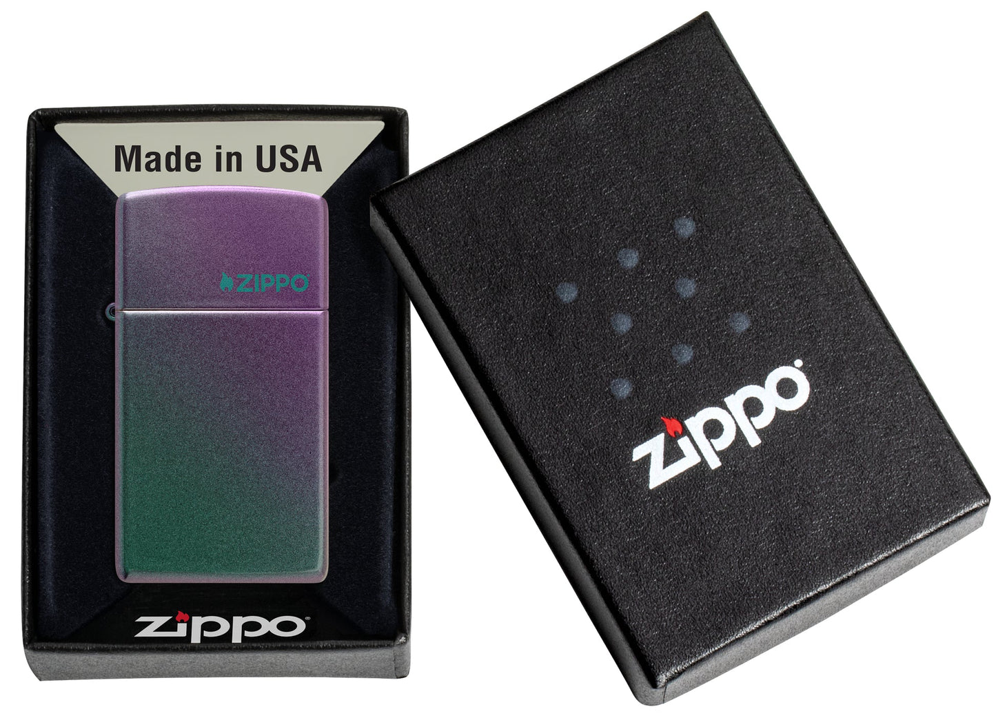 Zippo Slim® Iridescent Zippo Logo Windproof Lighter – Made in USA - Shop now at Mjoutdoorsgear UK