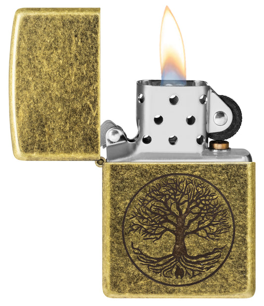 Zippo Tree Of Life Antique Brass Windproof Lighter – Zippo USA