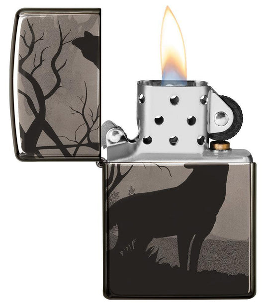 Wolves Design Photo Image 360° Black Ice Windproof Lighter – Zippo UK