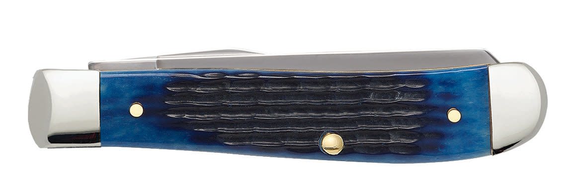 Case 2838 Mini Trapper Folding Pocket Knife with Navy Blue Bone Handle