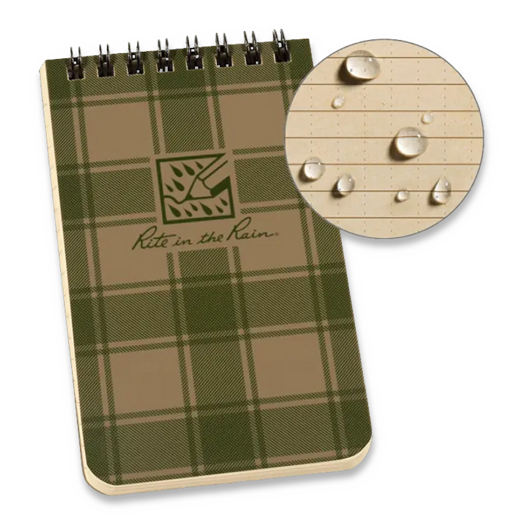 Rite in the Rain All-Weather Top-Spiral Pocket Notebook 3" x 5" Tan Plaid PL935T – image 2