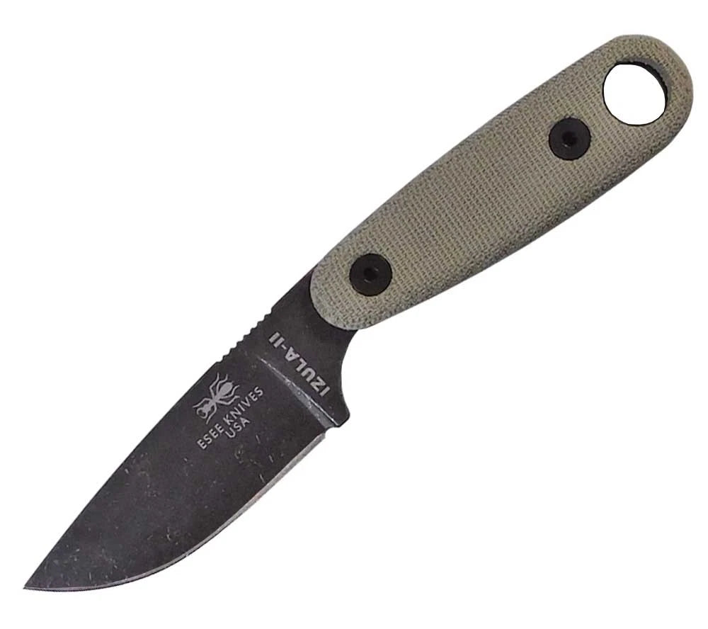 ESEE Izula II neck knife with black sheath + belt clip