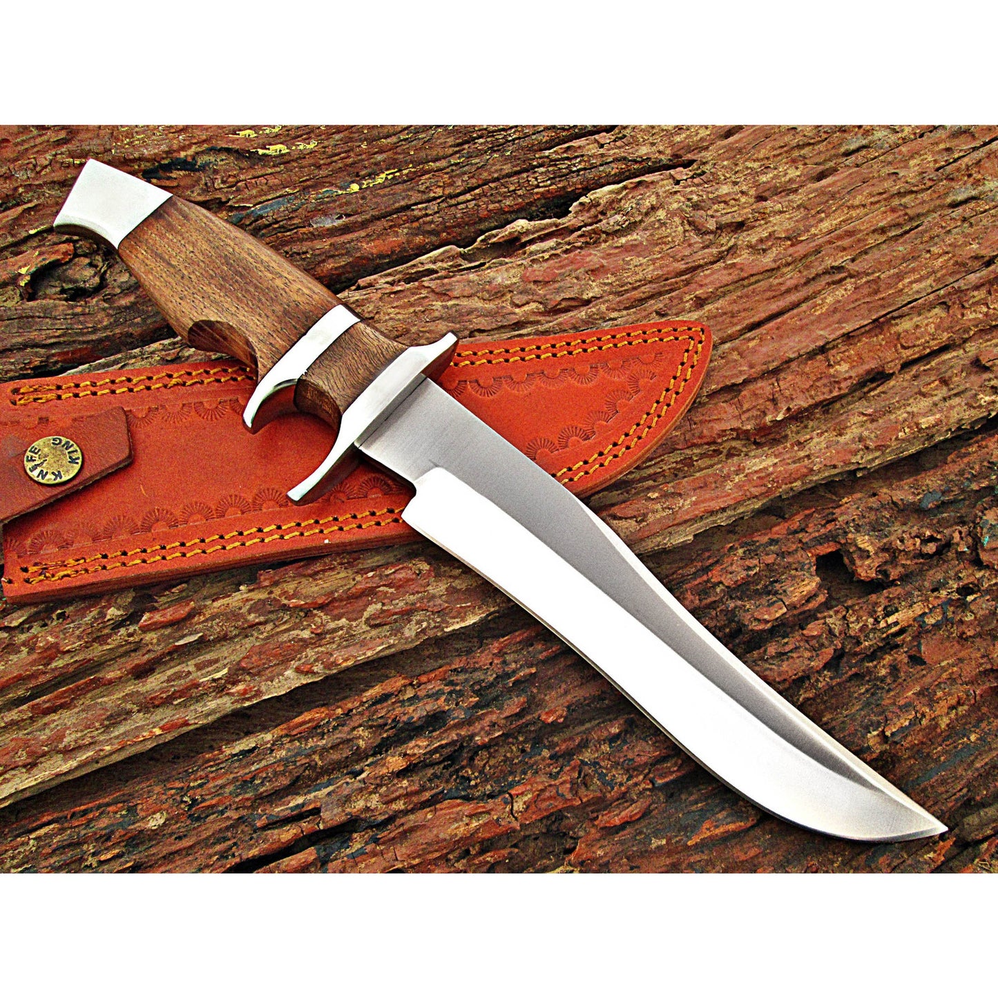 Custom Handmade Bowie Knife With Leather Sheath by Knife King