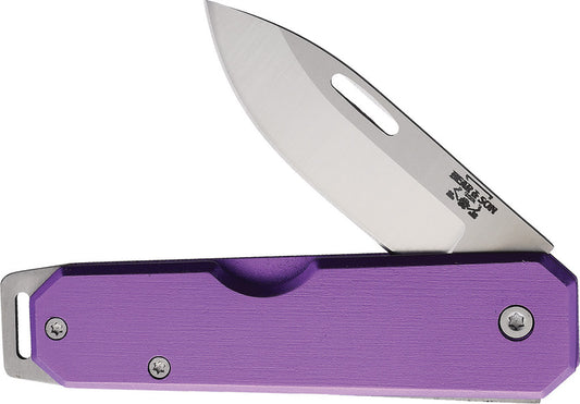 Bear & Son 110PL Slipjoint Folding Knife 2.56" Satin Drop Point Blade, Purple Aluminum Handles
