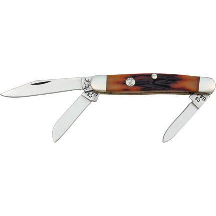 4 1/8" Red Stag Bone Large Trapper - Bear & Son Cutlery - Jacksonville, AL