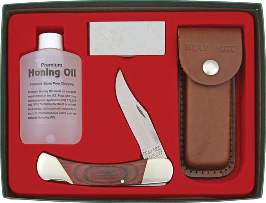 Bear & Son Professional Lockback Pocket Knife Gift Set w/ Sharpening Kit