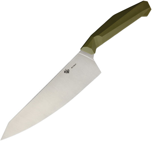 Luxury Diafire Emerald Chefs Knife with Green Plastic Handle