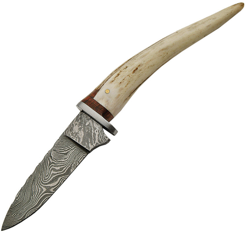 Damascus Stag Spike with Sheath DM-1145