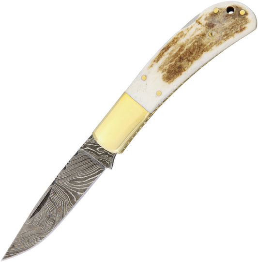 Damascus Lockback Stag DM1168