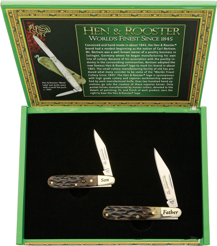 Hen & Rooster Father/Son Antique Bone Set HRFS1