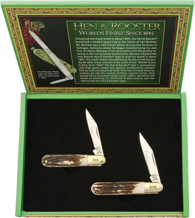 Hen & Rooster Father/Son Stag Bone Set HRFS6