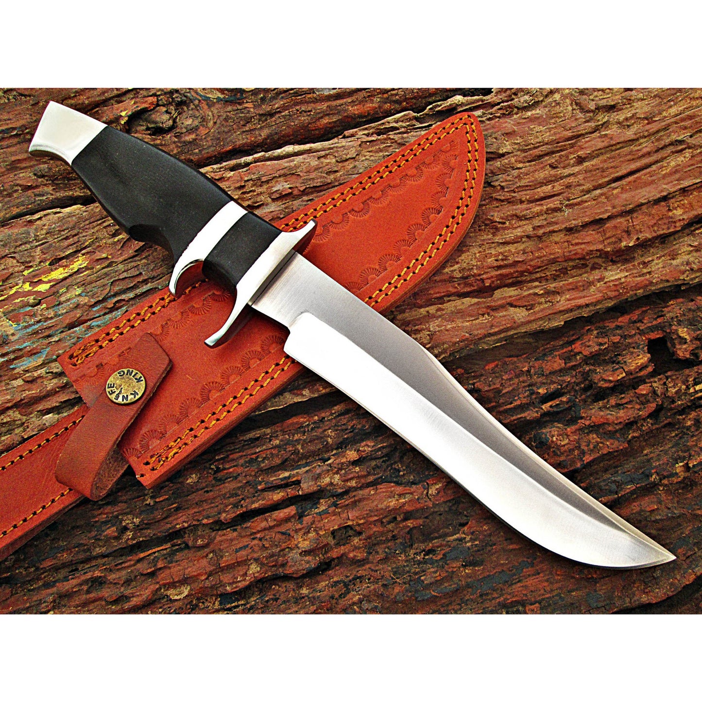 Custom Handmade Bowie Knife With Leather Sheath by Knife King