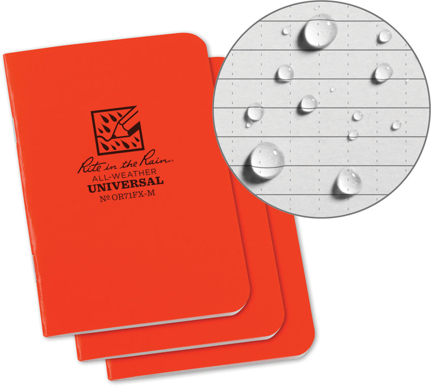 Rite in the Rain Stapled Mini Notebook 3 Pack OR71FX-M