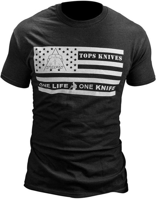 TOPS T-Shirt Flag Logo Black Medium TSFLAGBLK MEDIUM