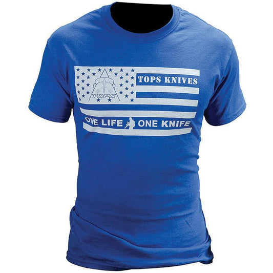 TOPS T-Shirt Flag Logo Blue XL TS-FLAG-BLU-XL