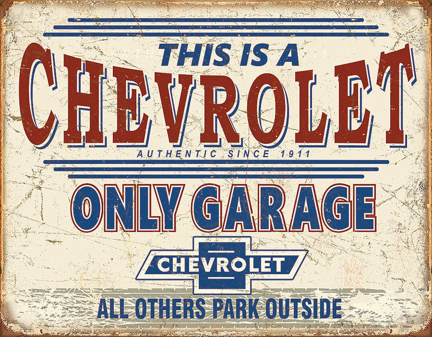 Tin Signs Chevy Only Garage 2200