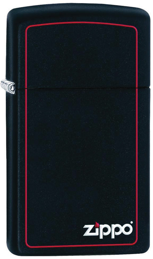 Zippo Slim Black Red Border 1618ZB