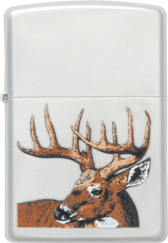 Zippo 23481 Whitetail Buck Deer Logo Zippo Lighter with Satin Chrome Finish
