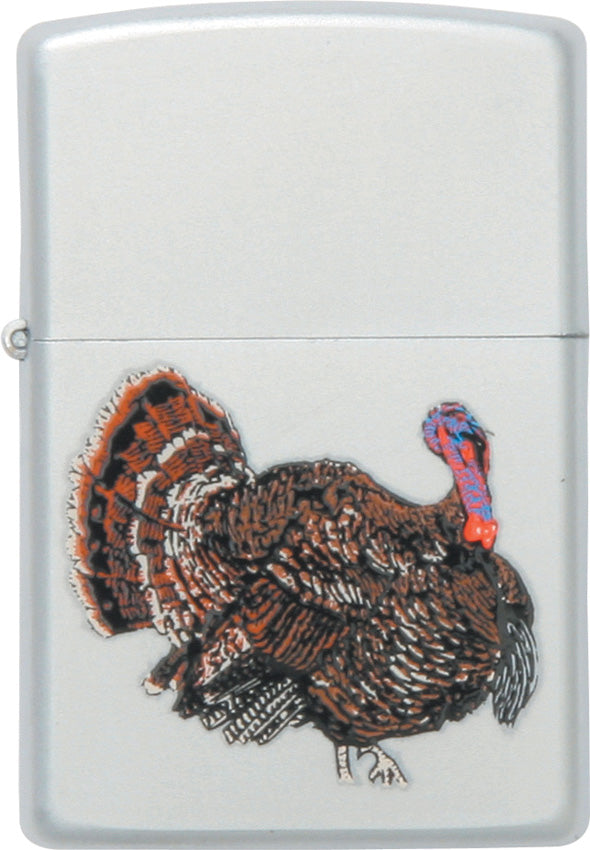Zippo Wild Turkey Logo Lighter with Satin Chrome Finish - Made in USA - Shop now at Mjoutdoorsgear UK