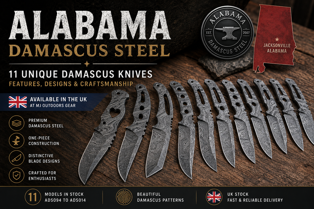 Alabama Damascus Steel Knives UK: 11 Designs, Damascus Blades & Key Features
