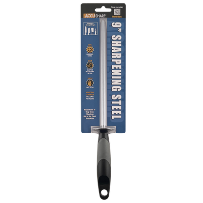 AccuSharp 032C Butcher Steel 9 Inch AccuSharp Sharpener with Black Composition Handle
