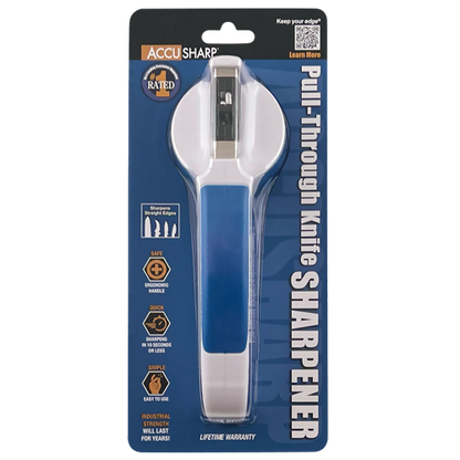 AccuSharp 036C Pull Through Blue AccuSharp Sharpener with White composition construction
