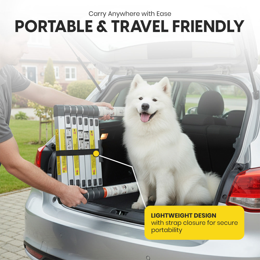 Lightweight 2M Telescopic Aluminium Ladder with Adjustable Height, Secure Locking System, and Anti-Slip Base by MZM Shopaco